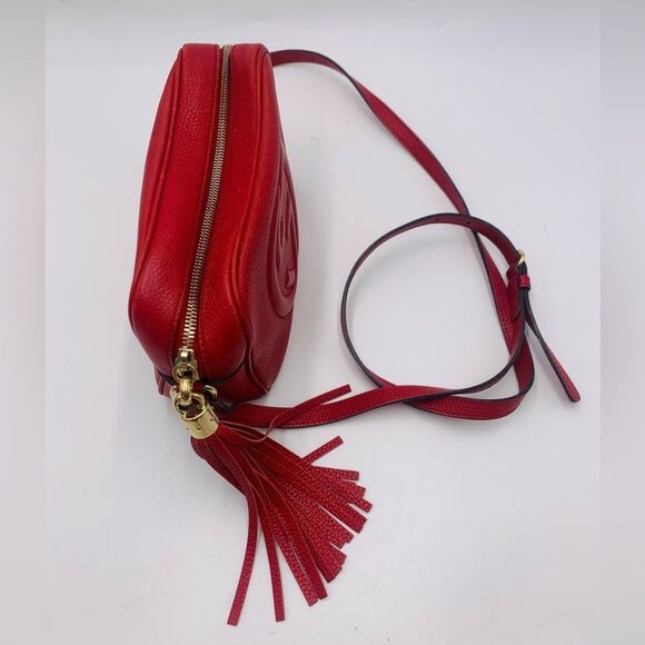 Auth Gucci Tabasco Red Small Soho Disco Crossbody Bag Preloved Purse Excellent - Picture 7 of 16